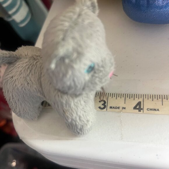 Battat Gray Plush Kitty Cat Toy Embroidered Details Whiskers Handheld 3" - Picture 7 of 7